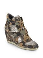 Ash Bowie Camo Leather Wedge Sneaker