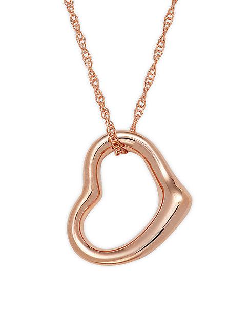 Saks Fifth Avenue 14k Rose Gold Open Heart Pendant Necklace