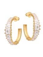 Gabi Rielle 22k Goldplated & White Crystal C-hoop Earrings