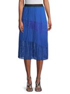 Maje Pleated Lace Panel Skirt