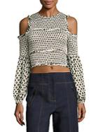 Elizabeth And James Pascal Printed Cold-shoulder Silk Cropped Top