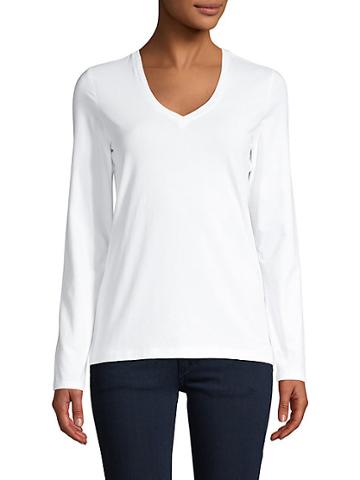 Saks Fifth Avenue Essential-fit V-neck Stretch Cotton Tee