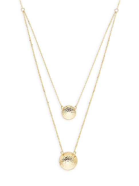 Saks Fifth Avenue 14k Yellow Gold Concave Circle Pendant Necklace