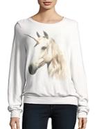 Wildfox Unicorn Print Boatneck Pullover
