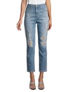 Ag Jeans Pheobe Distressed High-waisted Tapered-leg Jeans