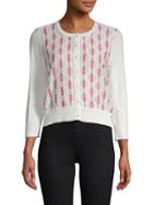 Karl Lagerfeld Paris Embroidered Button-down Cardigan