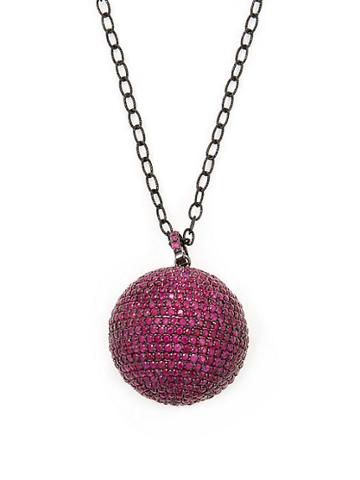 Arthur Marder Silver & Ruby Ball Pendant Necklace