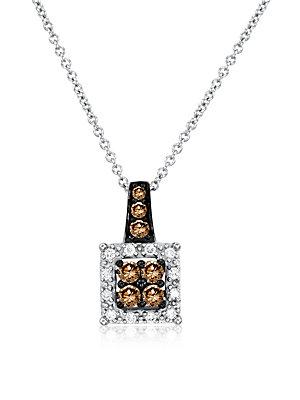 Le Vian Chocolatier Diamond & 14k White Gold Square Pendant Necklace