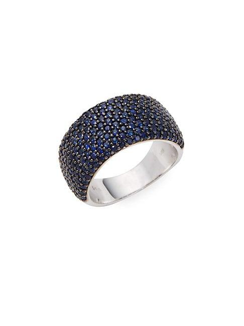 Effy 14k White Gold & Pave Sapphire Ring