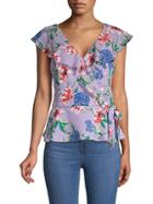 Parker Floral Ruffle-trim Tie-waist Top