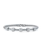 Alor Classique Five Station Stainless Steel And 18k White Gold Diamond Bangle Bracelet
