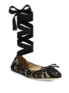 Saks Fifth Avenue Collection Lace Ankle-wrap Ballet Flats