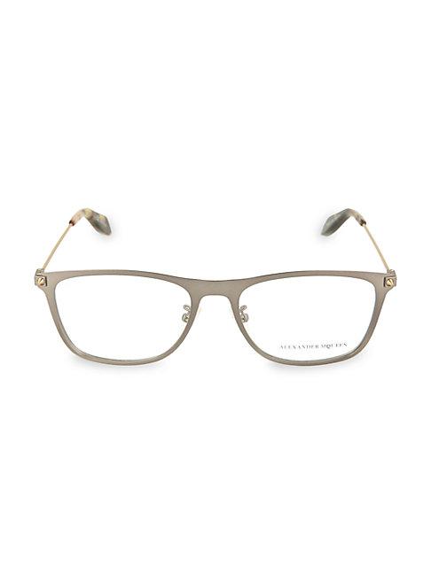 Alexander Mcqueen 53mm Square Metal Core Optical Glasses