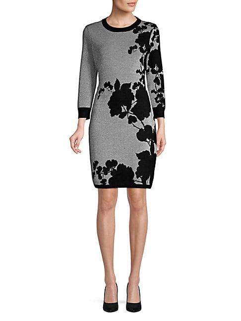 Calvin Klein Long-sleeve Floral Sheath Dress