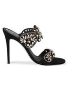 Rene Caovilla Faux Pearl-embellished Suede Sandals