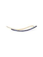 Ef Collection Blue Sapphire & 14k Yellow Gold Curved Bar Earrings