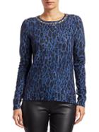 Saks Fifth Avenue Collection Embellished Leopard-print Cashmere Sweater