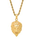 Anthony Jacobs Lions Head 18k Gold Plated Stainless Steel Pendant
