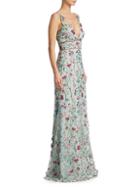 Marchesa Embroidered Floral Gown