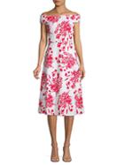Calvin Klein Floral Off-the-shoulder A-line Dress