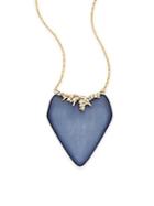 Alexis Bittar Swarovski Crystal & Geo Lucite Pendant Necklace/goldtone