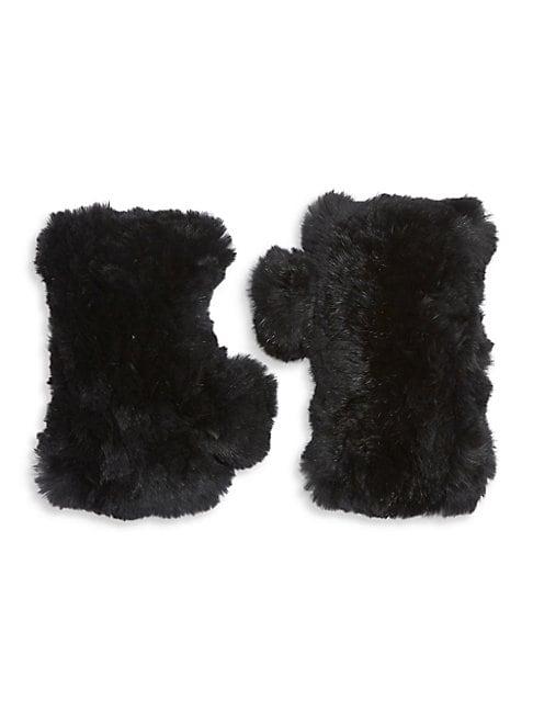 Surell Dyed Rabbit Fur Fingerless Gloves