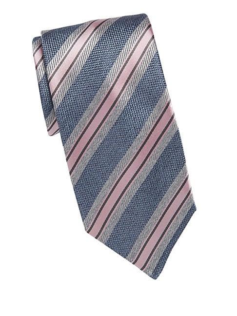Brioni Diagonal Stripe Woven Silk Tie