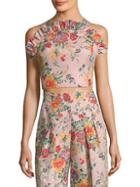 Rebecca Taylor Marlena Floral Ruffled Cropped Top