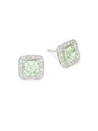 Saks Fifth Avenue 14k White Gold Green Amethyst & Diamond Halo Stud Earrings