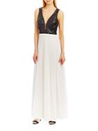 Nicole Miller Deep-v Accented A-line Pleated Gown