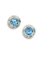 John Hardy Bedeg Swiss Blue Topaz & Sterling Silver Stud Earrings