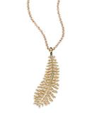 Mizuki Wings Of Desire Diamond & 14k Yellow Gold Feather Charm Necklace