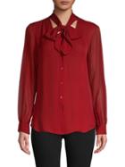 L'agence Tie-neck Button-front Silk Top