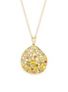 Plev 18k Yellow Gold & Multi-color Diamond Pebble Pendant Necklace
