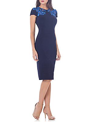 Js Collections Embroidered Floral Sheath Dress