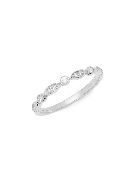 Danni 14k White Gold Milgrain Diamond Ring