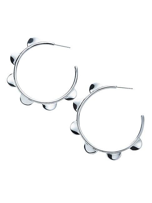 Ippolita Medium Sterling Silver Half Wavy Disc Hoop Earrings