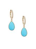Effy 14k Gold Turquoise & Diamond Dangle Drop Earrings