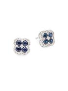 Effy Sapphire And Diamond-accented Stud Earrings In 14 Kt. White Gold