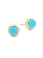 Anzie Turquoise And 14k Yellow Gold Stud Earrings
