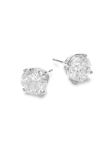 Diana M Jewels 14k White Gold & Diamond Round Stud Earrings