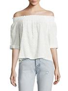 Joie Smocked Cotton Off-the-shoulder Blouse