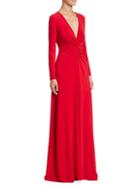 Theia Ruched Front Column Gown