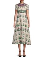 Valentino Botanical-print Midi Dress