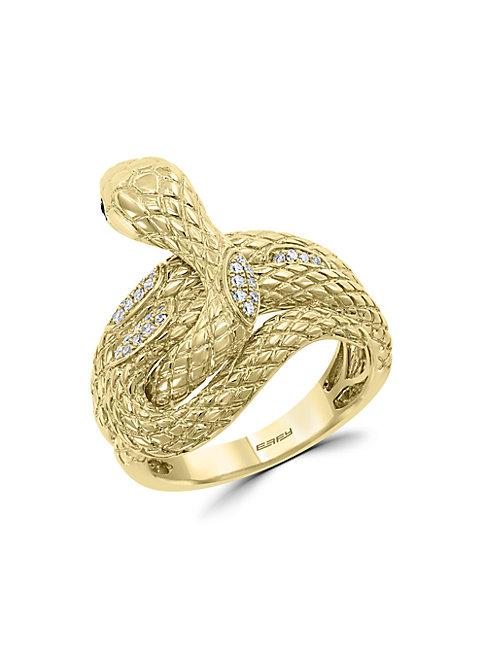 Effy 14k Yellow Gold & Diamond Snake Ring