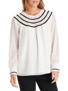 Karl Lagerfeld Paris Embroidered Smocked Blouse