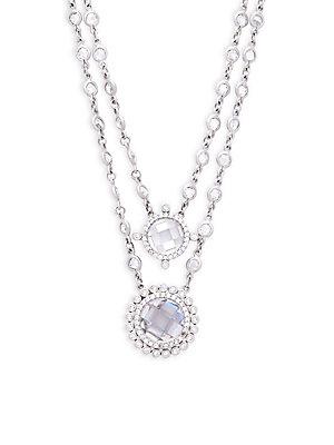 Freida Rothman Double Layer Crystal Pendant Necklace