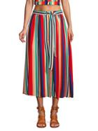 English Factory Striped Button-front Midi Skirt