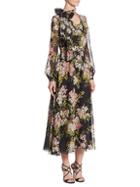 Giambattista Valli Garden Floral Silk Midi Dress