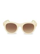 Linda Farrow 51mm Leather-wrapped Round Sunglasses